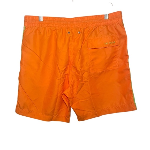 Le Club NWT Men's Orange Swim Trunks XL Drawstring Waist 7" Inseam - Picture 3 of 6